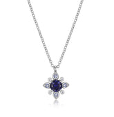 Sterling Silver Necklace with LAB-Sapphires & LAB-Diamonds - 20"